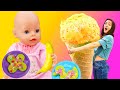 Hacemos un postre con plastilina play doh la mueca beb baby born juguetes para nias