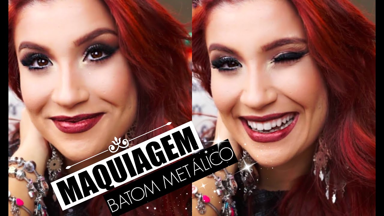 MAQUIAGEM COM BATOM METÁLICO! ✨
