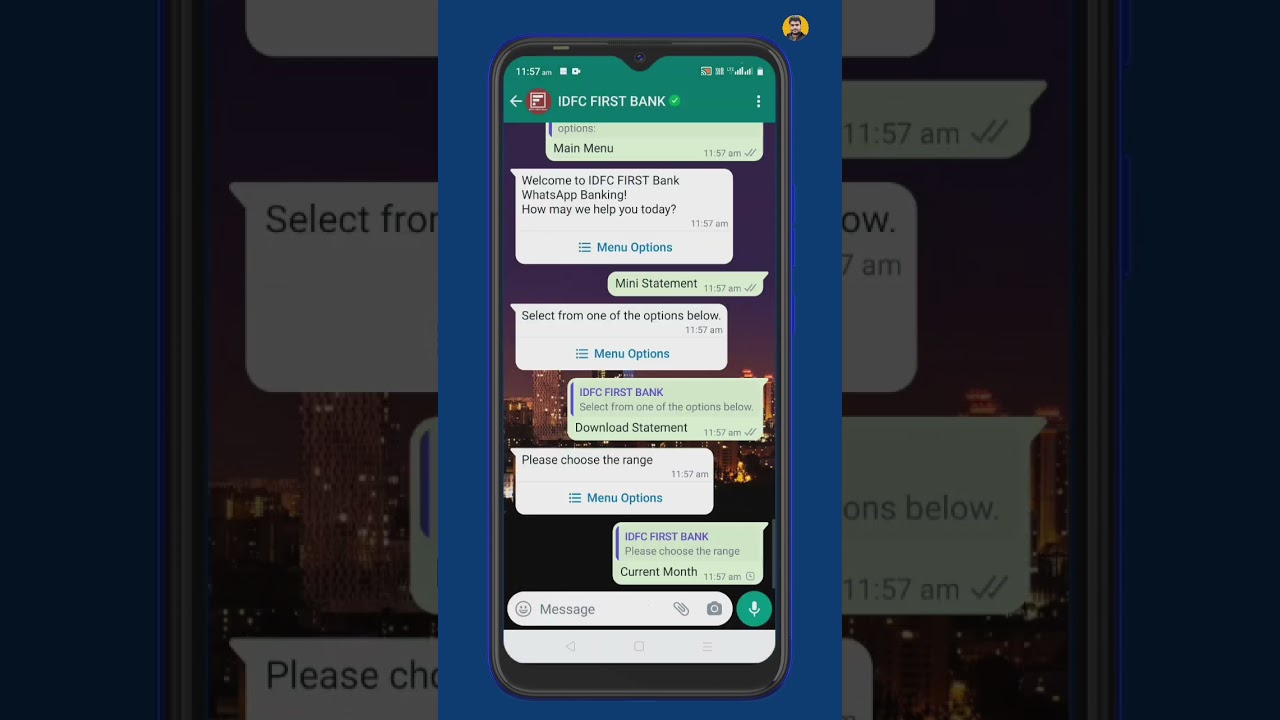 IDFC Fast Bank WhatsApp Mini Statement Download | idfc fast bank whatsapp se balance check kare