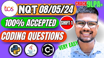 TCS 8 May 2024 Exam Coding Questions & Solution | TCS NQT Preparation 2024 | #python #java #cpp #tcs