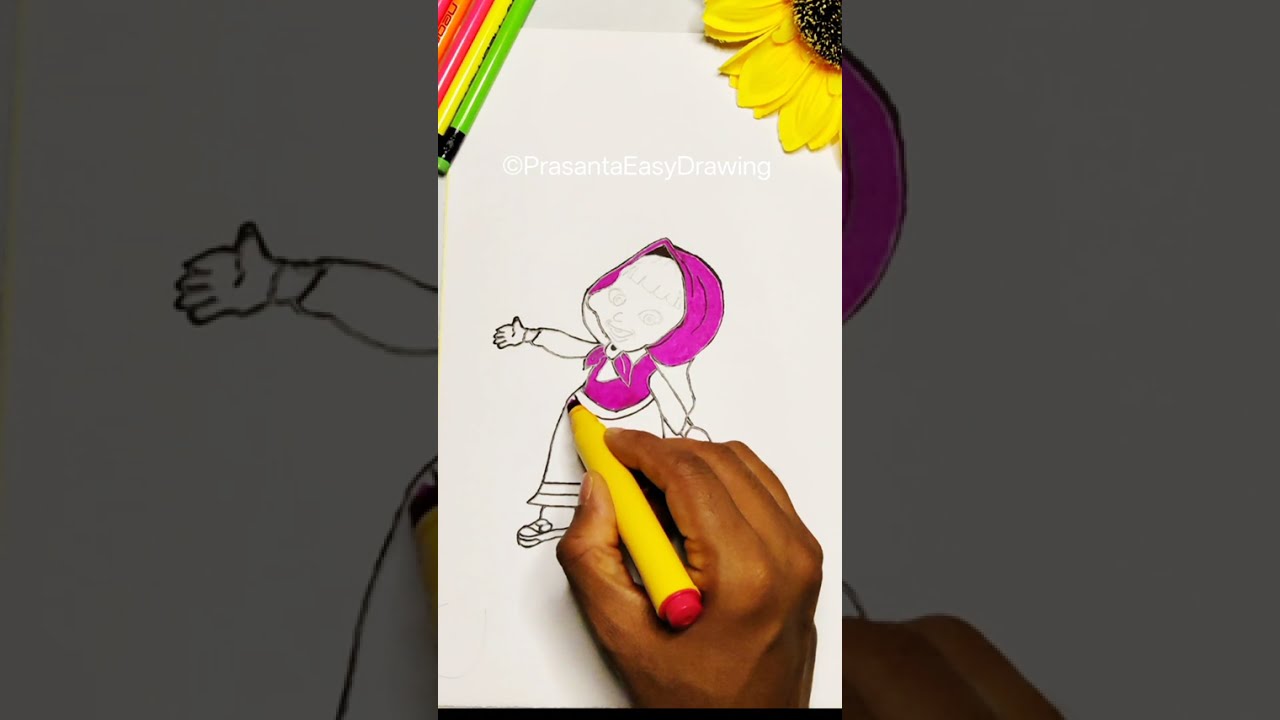 How to Draw Masha | Masha and the Bear |  popular cartoon masha @PrasantaEasyDrawing 
