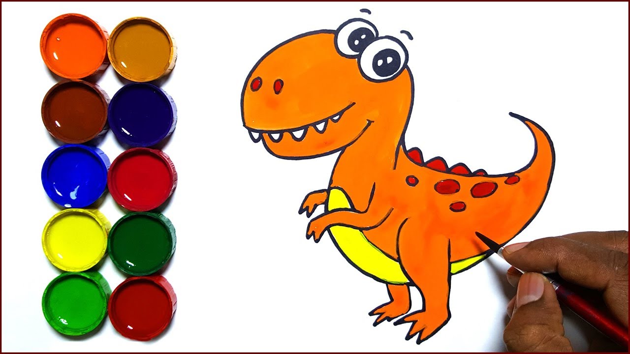 Draw and paint Cute Dinosaur TRex Basic drawings for