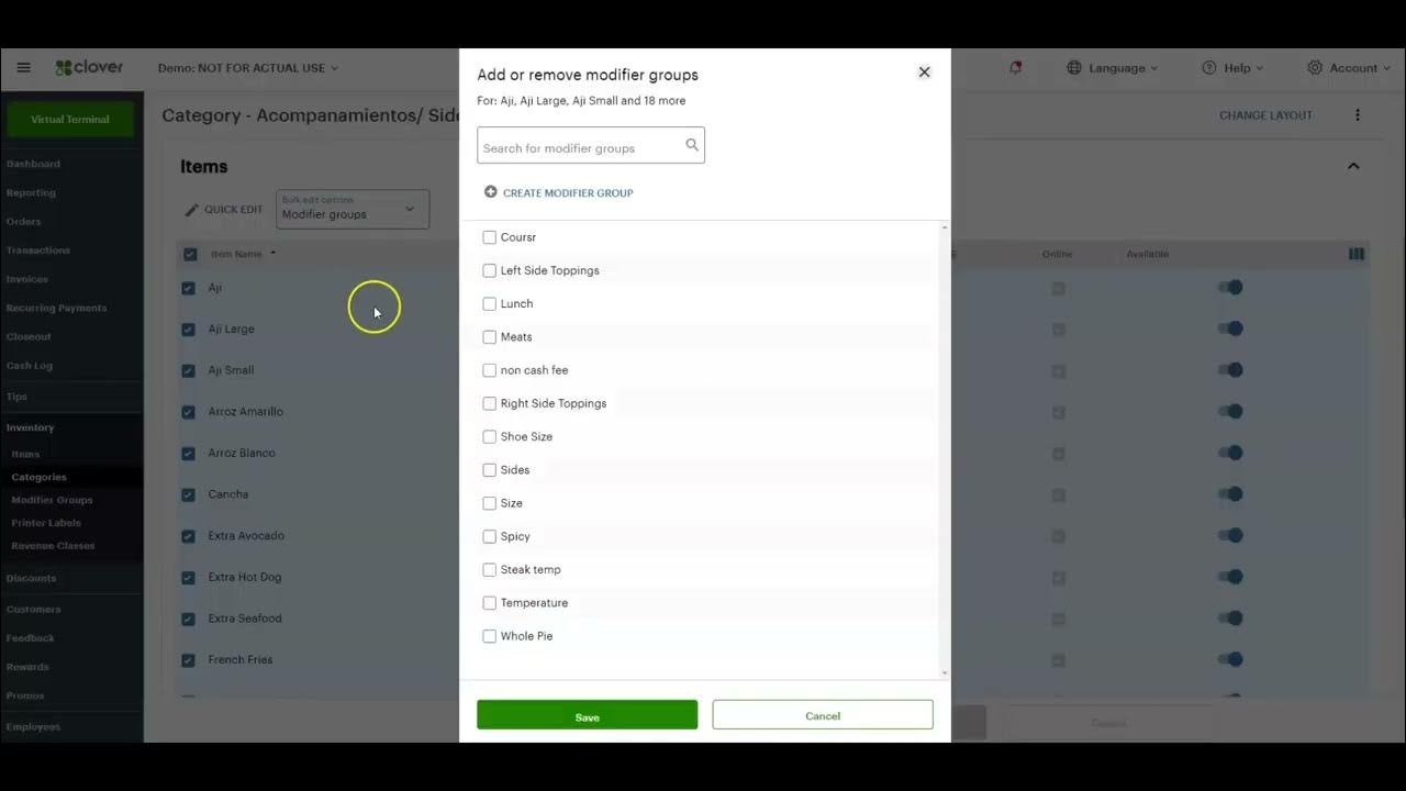 Clover pos how to edit multiple items at once on clover dashboard