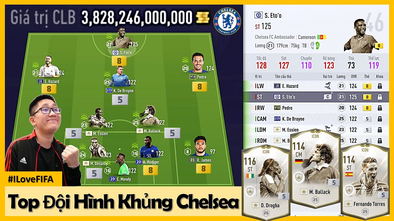 Khám Phá TOP Đội Hình CHELSEA Khủng Nhất FO4 Việt Nam: 4000 Tỷ Với DROGBA, TORRES, BALLACK ICON +5