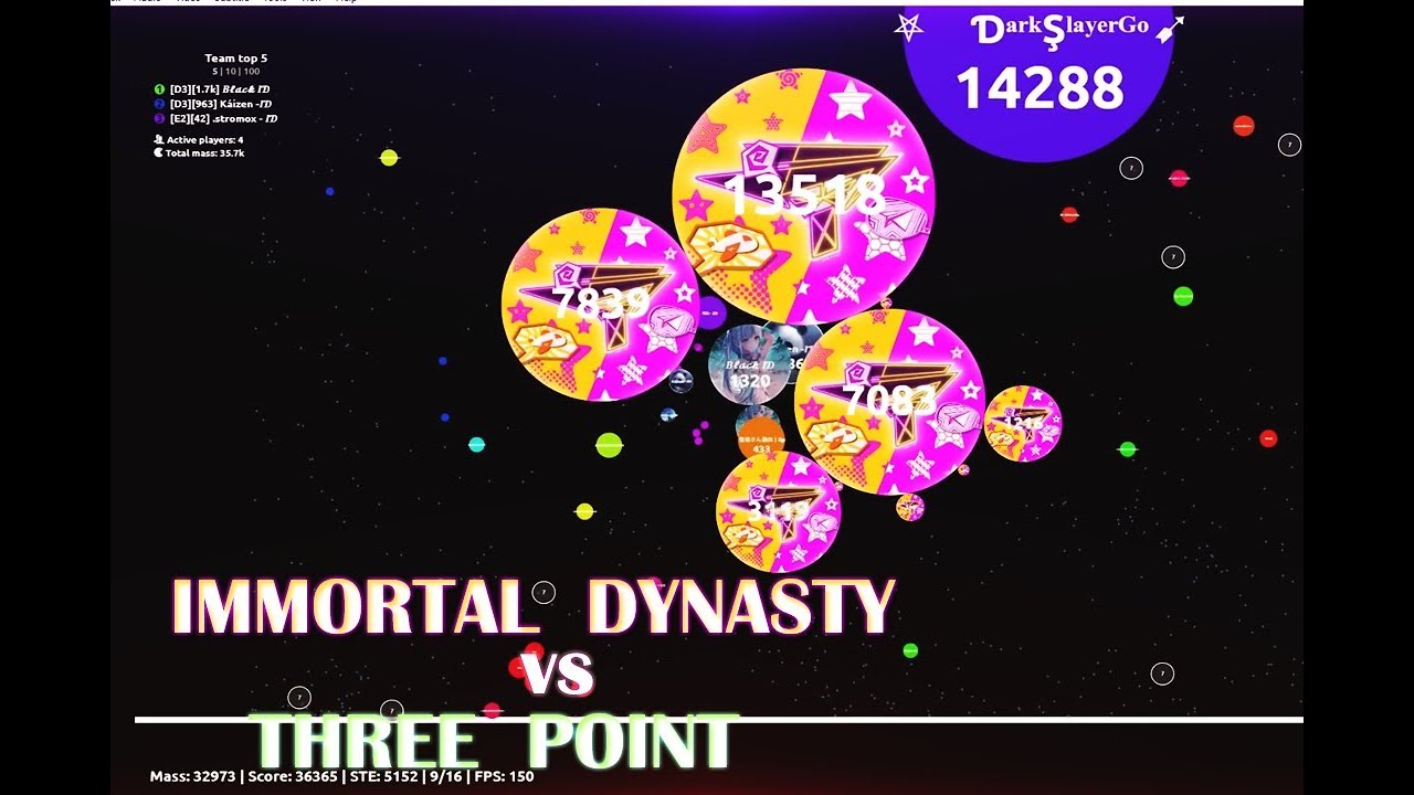 Agar.io | WAT | Immortal Dynasty - ID VS Three Point - 3p
