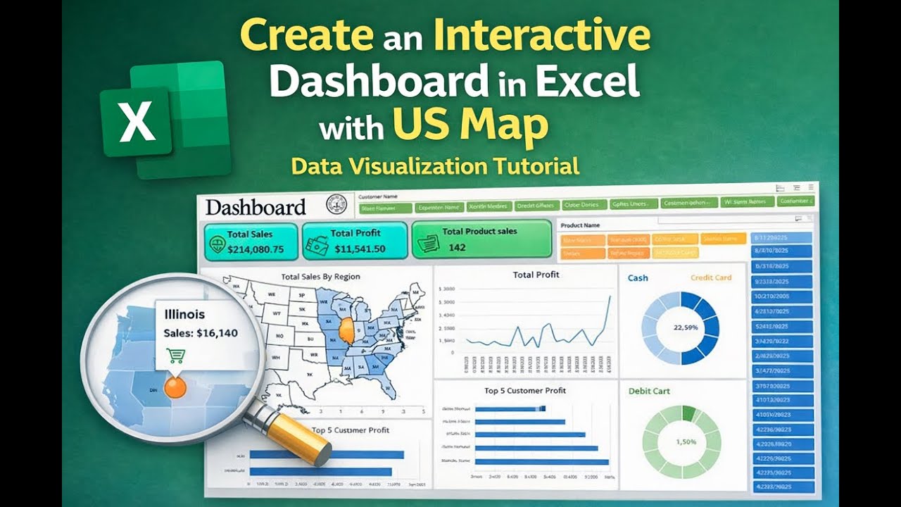 Create an Interactive Dashboard in Excel with US Map | Data ...