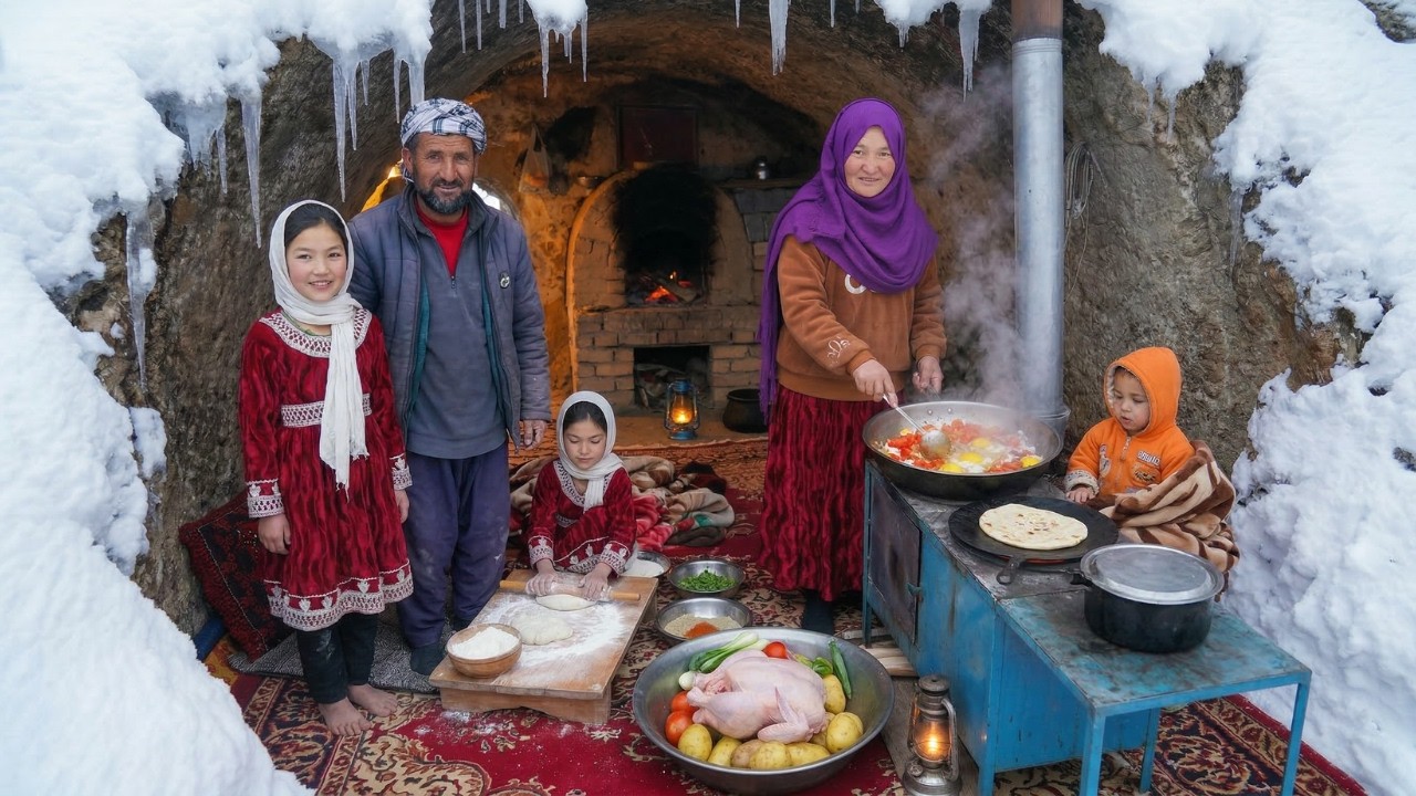 Cooking a Traditional Afghan Winter Feast Inside a Frozen Mountain Cave | Family Far From the World