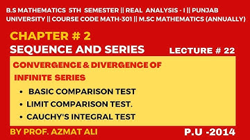 LEC 22||CONVERGENCE OF SERIES|| BASIC AND LIMIT COMPARISON TESTS|| INTEGRAL  TEST || REAL ANALYSIS-I