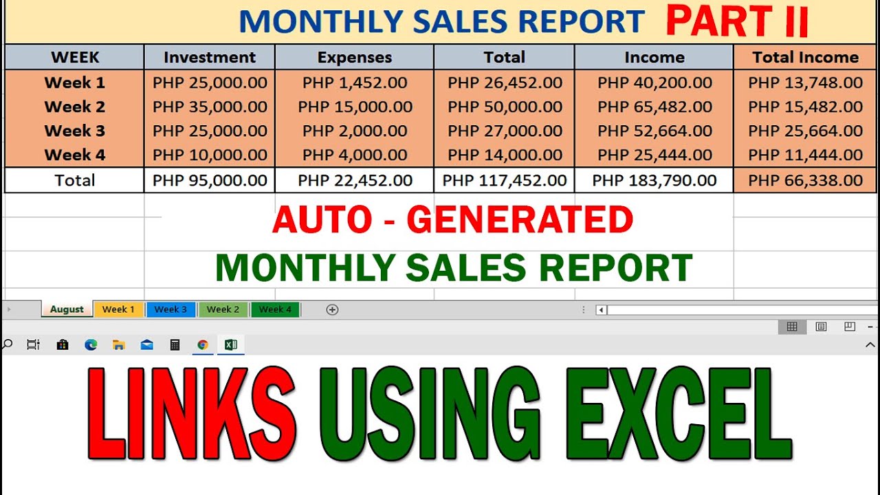 sales report presentation in excel