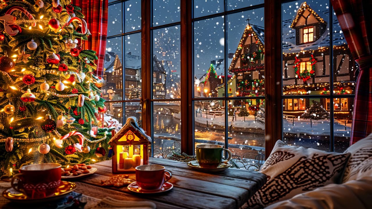 Christmas Jazz Music for Peaceful Holiday Nights 🎅🔥 | Cozy Porch Fireplace Ambience to Relax, Unwind