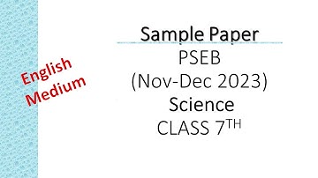 Science //Class 7th// Sample Paper //English Medium// Dec, 2023// PSEB