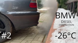 BMW extreme DIESEL cold start compilation (-26*C and more) #2