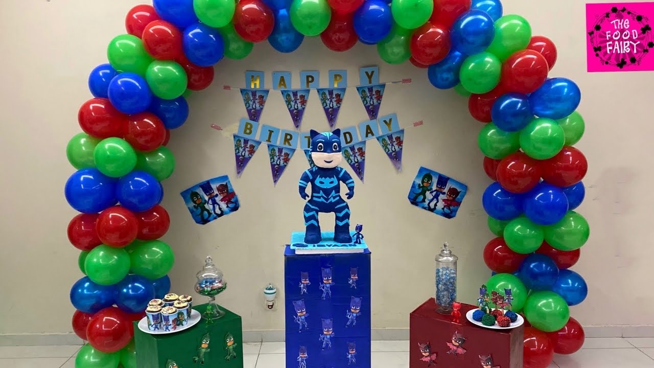 PJ MASK THEME BIRTHDAY SETUP THE FOOD FAIRY YouTube