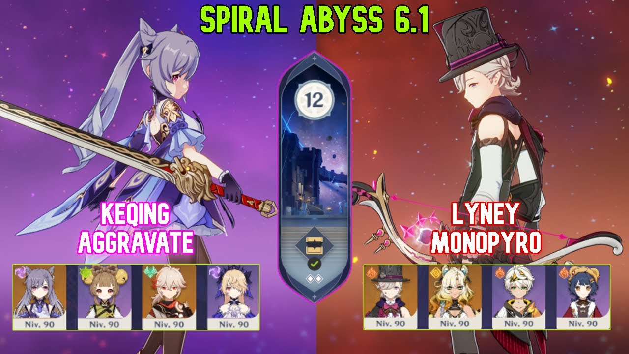 Keqing Aggravate & Lyney MonoPyro | Spiral Abyss 6.1 Floor 12 | Genshin Impact 6.1