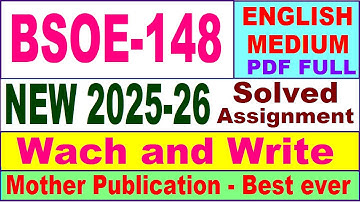 BSOE 148 solved assignment 2025-26 in English || bsoe 148 solved assignment 2026 || ignou bsoe148