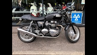 TRIUMPH THRUXTON 900  BLACK 2016 QUICK REVIEW AND START UP