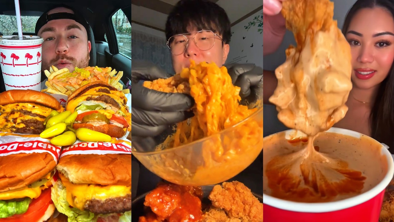 TIKTOK Mukbang Compilation | In-N-Out, KFC, Cane's, Wingstop, Chipotle & More!