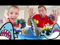 Father & Son PLAY MECHA SHARK FACE OFF! /Hot Wheels Monster Trucks!