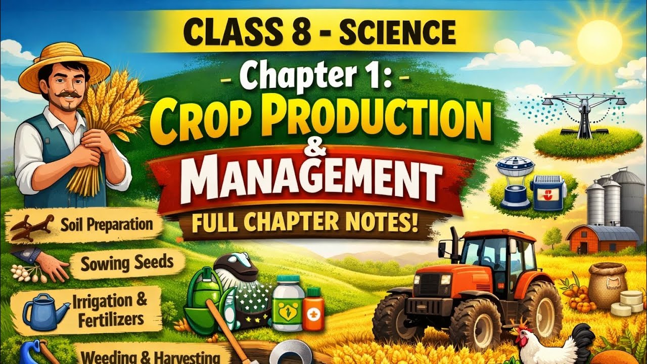 Class 8 Science Chapter 1 | Crop Production & Management | Full Notes Hinglish | NCERT