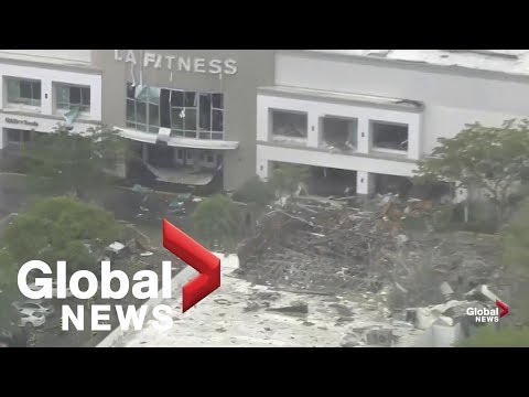Aerial coverage of major explosion in Plantation, Florida
