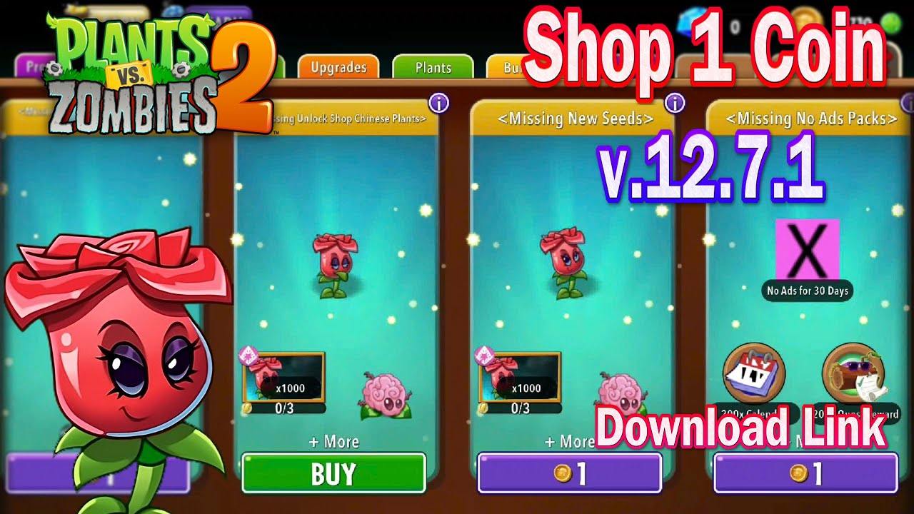 Pvz 2 LinhYM | Shop 1 Coin New Plants Rose in Version 12.7.1 - Download Link
