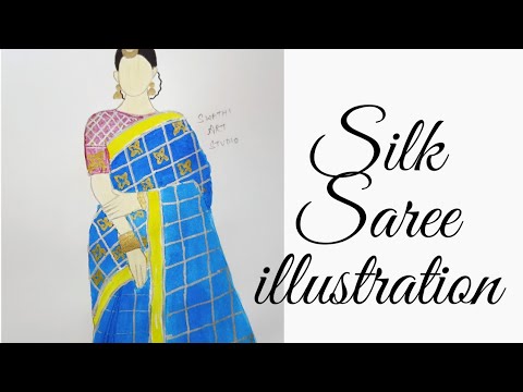 Paper silk saree by me  Fashion illustration sketches Illustration  fashion design Fashion design sketches