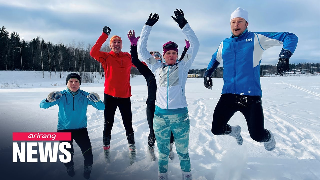 Finns run through freezing snow wearing only 'socks'