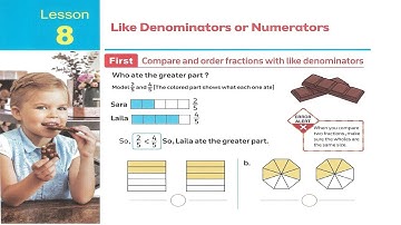 Primary 4 \ Math - 2nd term\ Unit 9.8 \ Like denominators or numerators . شرح ماث رابعة إبتدائى
