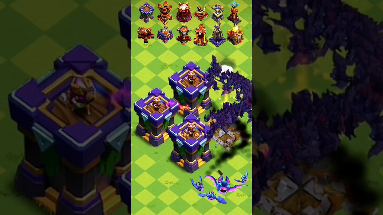 Batt Spell VS Defensive Buildings ✓ Clash of Clans