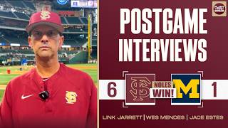 FSU Baseball: Link Jarrett, Wes Mendes and Jace Estes talk win over Michigan