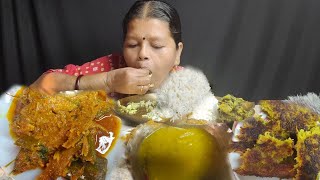 BIGBITES ।।EATING RICE WITH MULO SHAK VAJA,DAL,PEYAJKOLI ALU VAJA,MULO PATURI,AMUDER JHAL।।