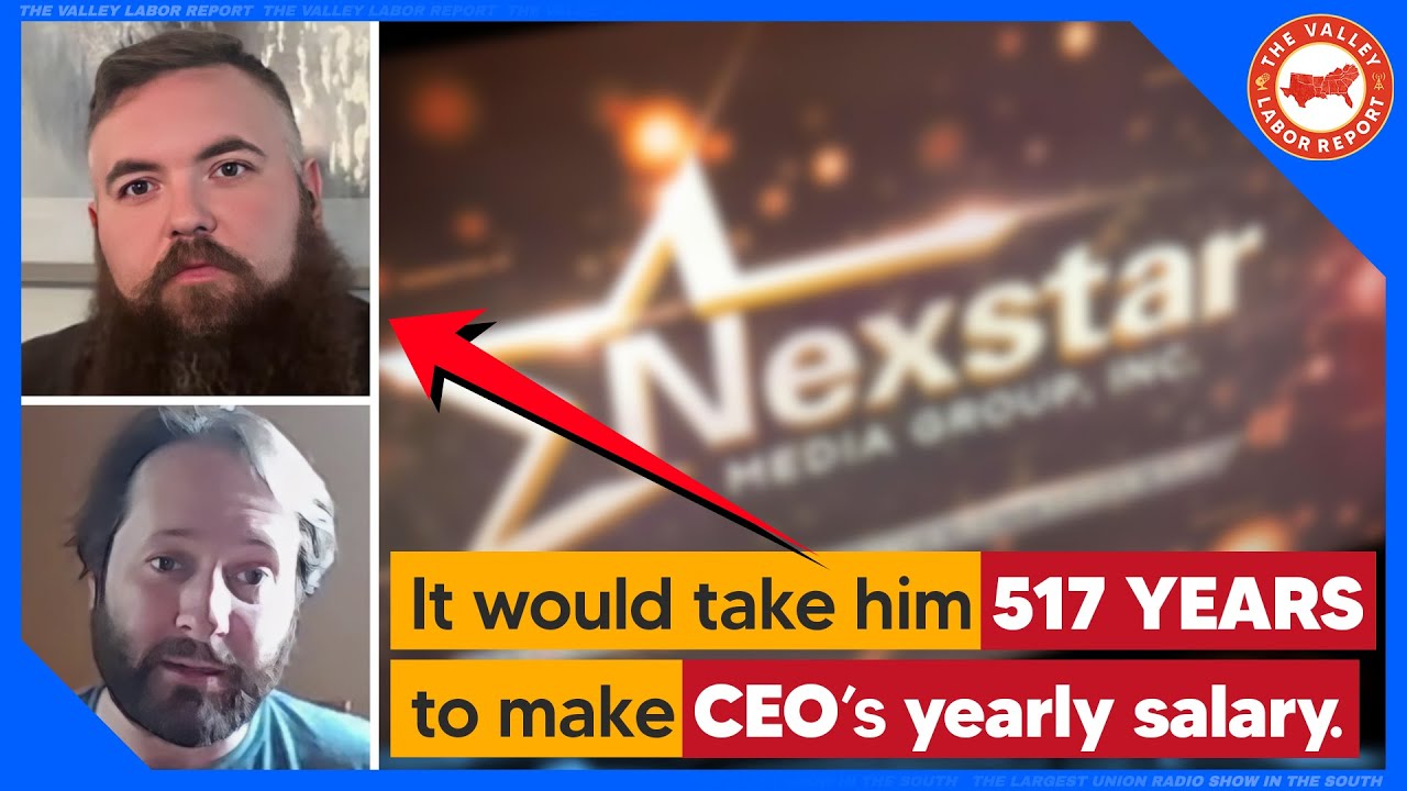 Discussion of how local TV news station workers, including NABET-CWA members at Nexstar Media Group, are organizing for fair wages and better working conditions