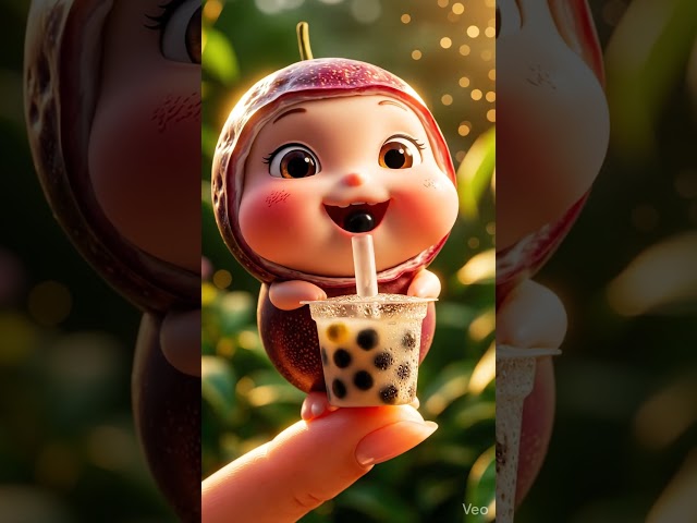 ASMR: Tiny Passion Fruit Baby Drinking Brown Sugar Boba 🧋💜 (Satisfying Slurps) #mukbangvideo