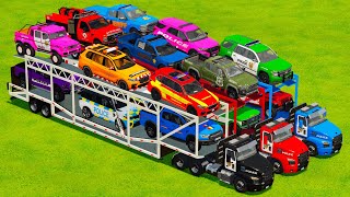 TRANSPORTING ALL SUV &amp; PICKUP POLICE CARS WITH HAULER TRUCKS! Farming Simulator 22