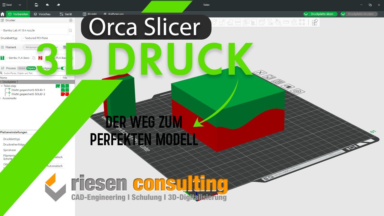 Bambu Studio Orca Slicer -  Bauteile trennen und einfärben + Montageansicht 3D Druck CAD Deutsch X1