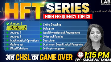 SSC CHSL 2025 | HFT Series | SSC CHSL Reasoning Classes by Swapnil Mam | Series Reasoning