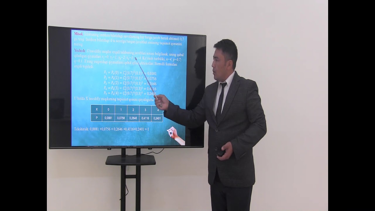 Mavzu: Diskret tasodifiy miqdorlar va ularning sonli xarakteristikalari.
