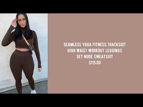 DopeShi!Only - Seamless Yoga Fitness Tracksuit High Waist Workout Leggings Set Nude Sweatsuit