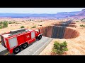 Monster Trucks Potholes Flatbed Long Trailer Truck Car Rescue - Cars vs Deep Water BeamNG.drive #8