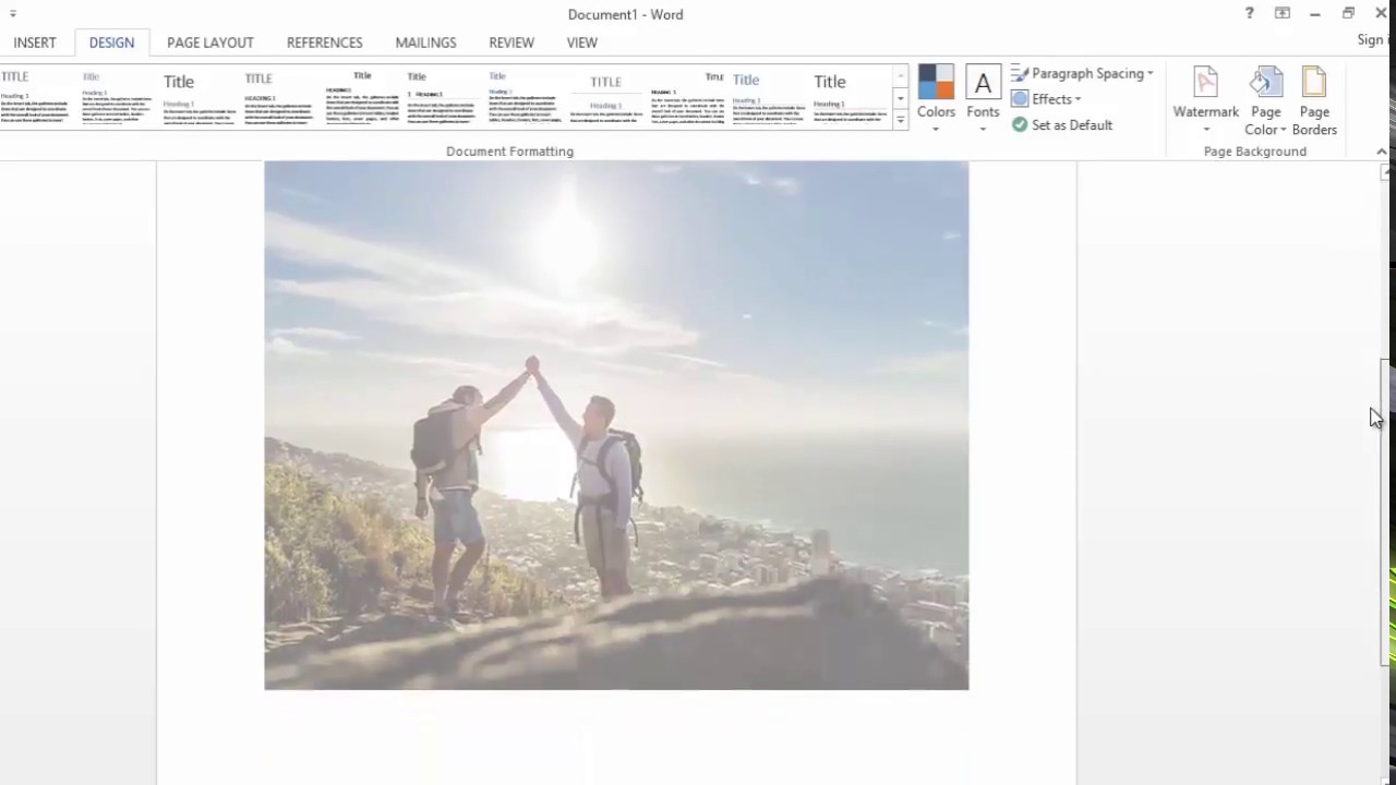 how Add a Background Image to a Word Document 2013 YouTube