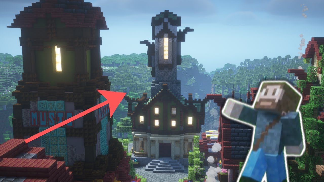 I built a townhall in my survival Minecraft world - YouTube