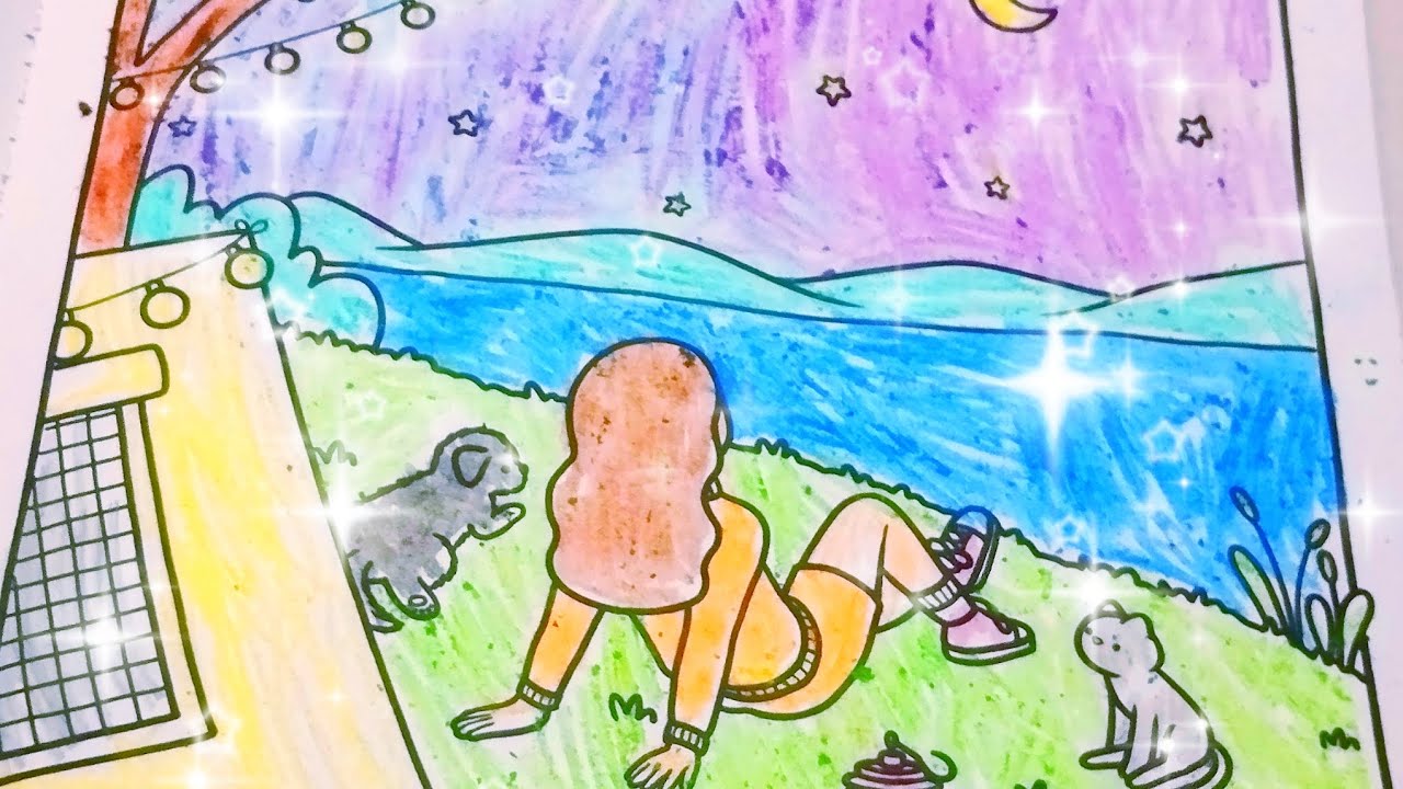 Pintando a menina acampando 🌈🩷✨