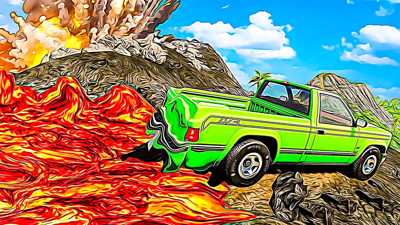 Racing Against an ACTIVE VOLCANO in BeamNG Drive Mods!!