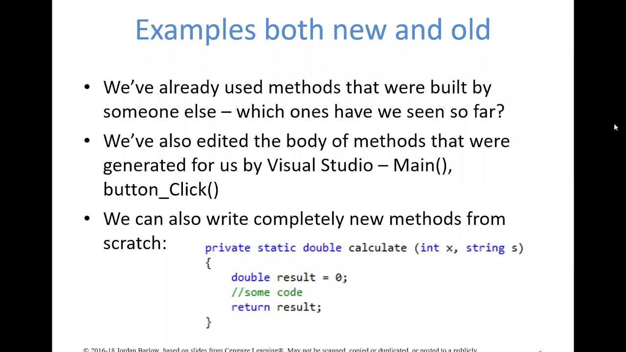 Intro to C#: Chapter 7, Part 1: Introduction to methods - YouTube