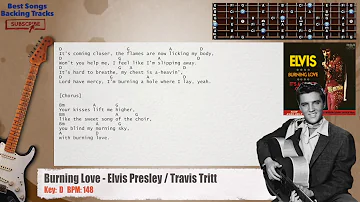 🎸 Burning Love - Elvis Presley / Travis Tritt Guitar Backing Track with chords and lyrics