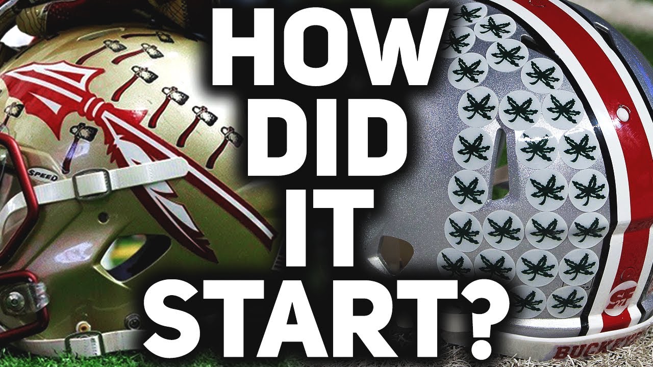 The Interesting Story Behind The Strange Origin Of College Football Helmet Stickers Decals Youtube