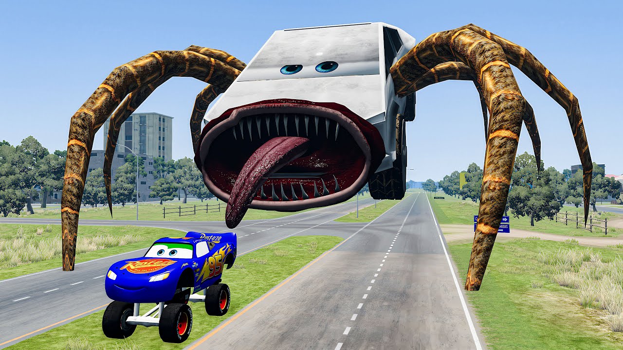 Epic Escape From Lightning McQueen DOGDAY BEAST,  CAR EATER, Brainr Camelcar BeamNG.Drive