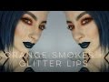 Orange Smoky Eyes + Glitter Lip | Viseart Dark Matte Palette