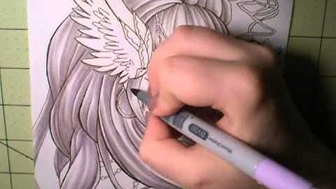 Real Time Drawing: Copic Markers and coloring pencils, The Valkyrie, Göndul part 4