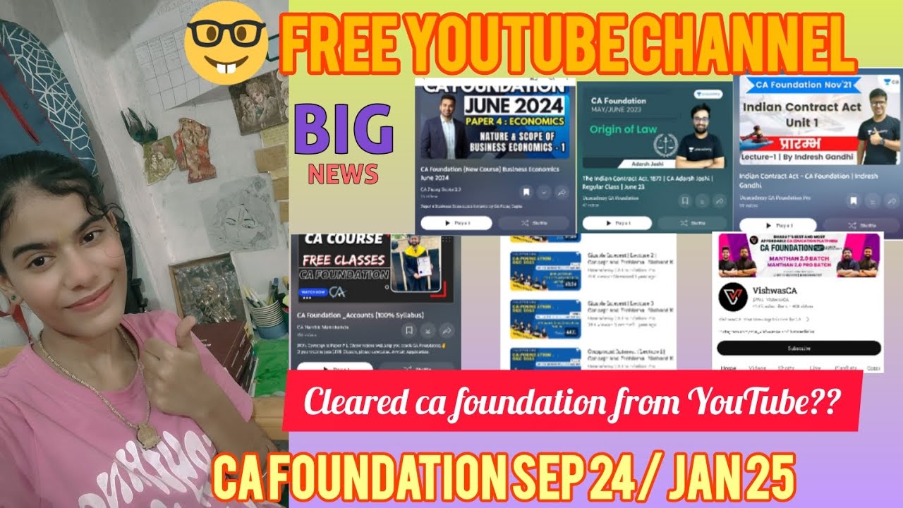 BEST FREE YOUTUBE CHANNEL FOR CA FOUNDATION👍SEP 24/ JAN 25 FOR ALL ...